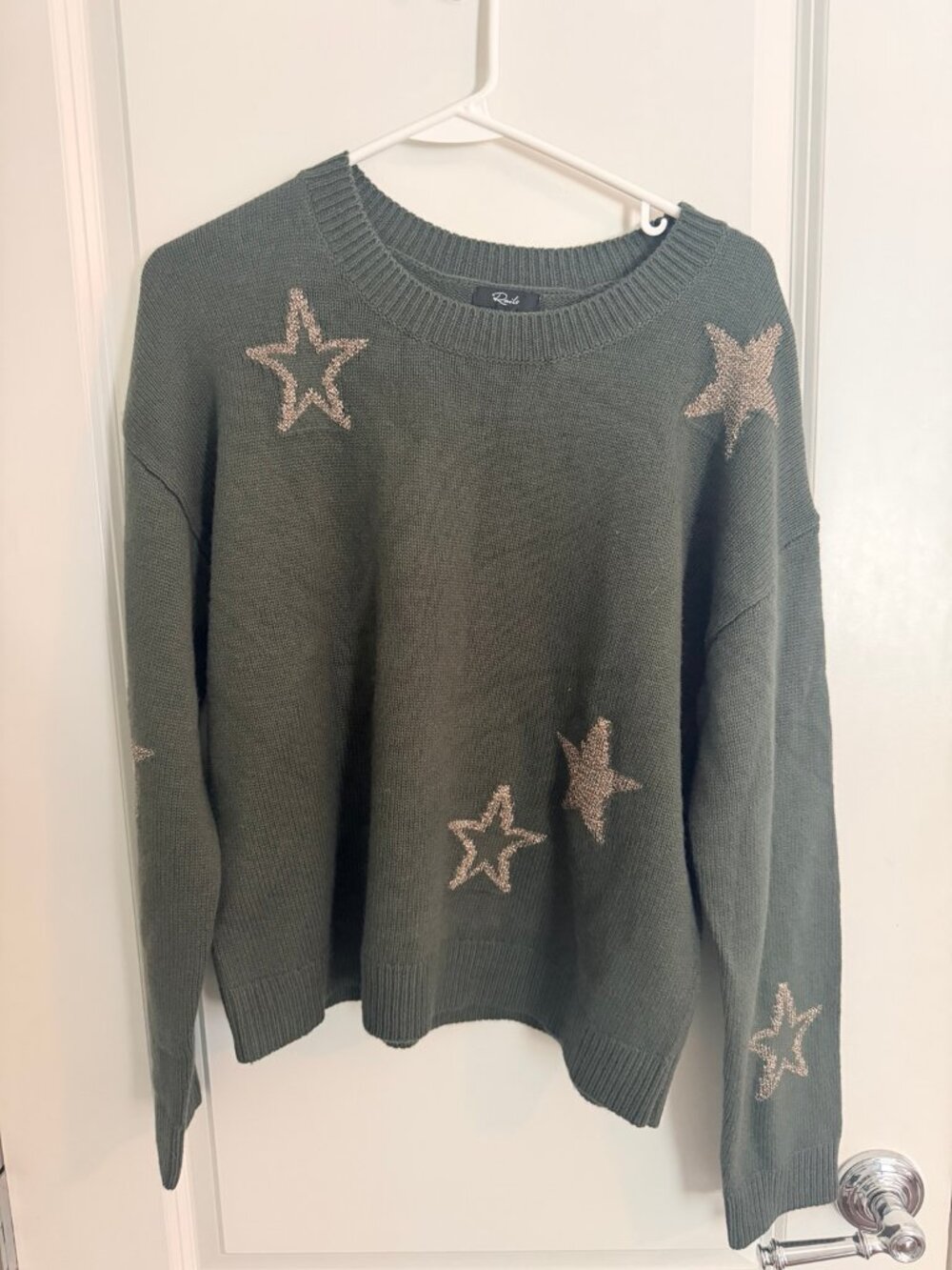 Rails Perci Olive Gold Stars Merino Wool Cashmere Blend Sweater Women Medium